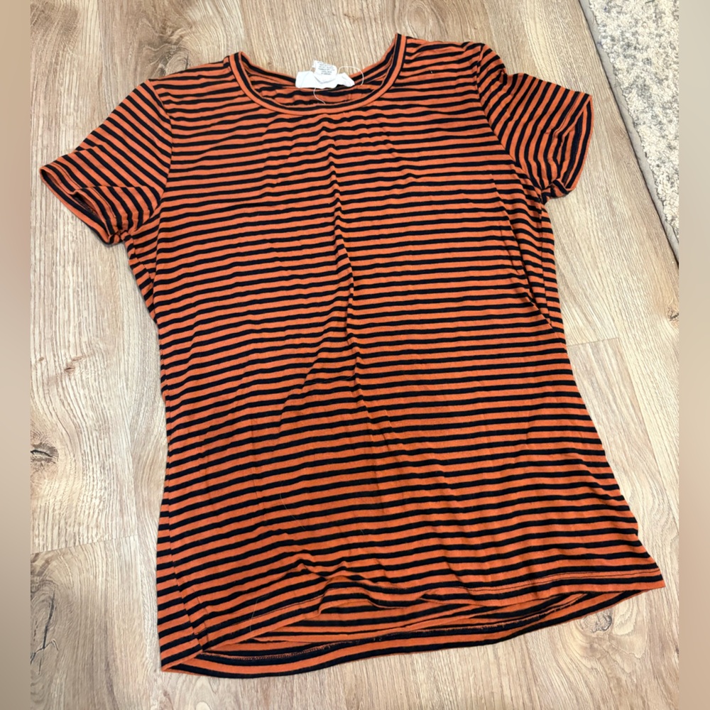 Workshop Republic Clothing Fitted Orange and Black Short Sleeve Tee